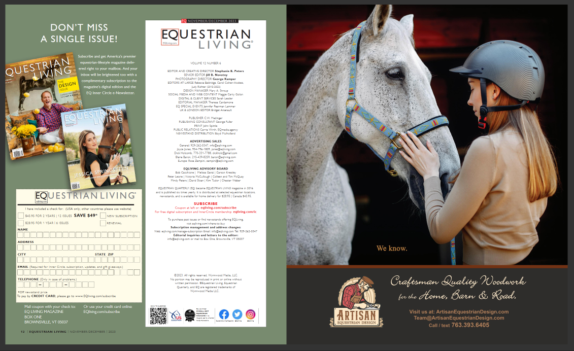 EQLiving Magazine Artisan Equestrian Design ad